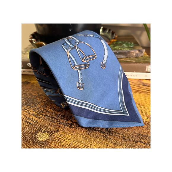 1960s Campilini Beau Brummell Horns Equestrian Bit Bridle Old Money Office Tie - Picture 1 of 9